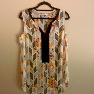 CAbi Grossgrain Floral & Leopard Print Multicolor Tank Top Women’s Size M